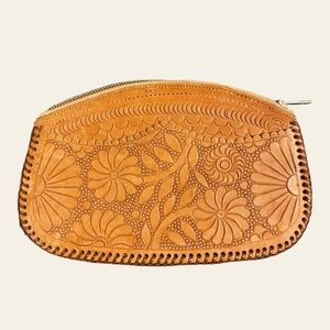 Tan Floral Stitched Wallet